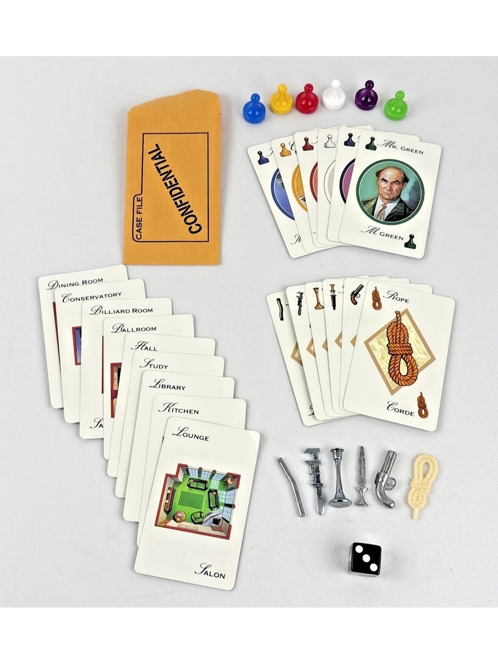 Clue Board Game 1996 Replacement Pieces Parts Weapons Cards Player Pawns